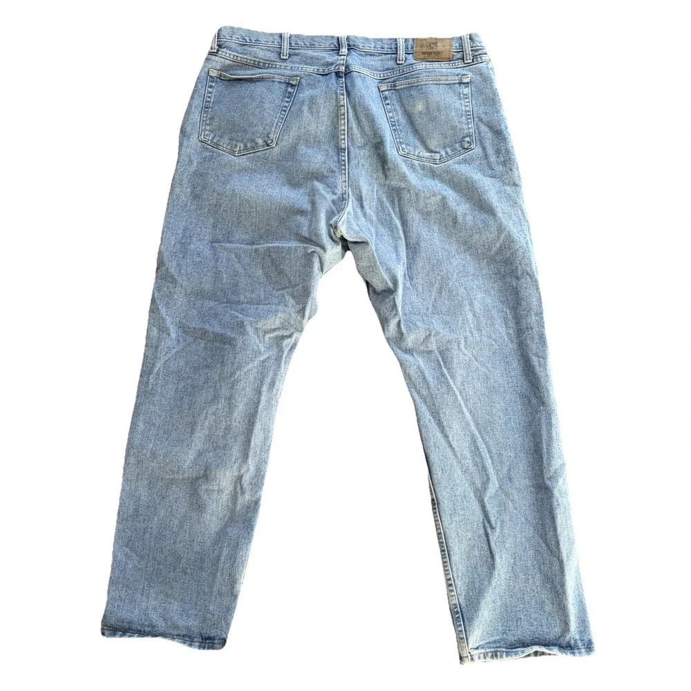 Vintage Wrangler Jeans Mens 42x32 Denim Relaxed Fit Workwear Grunge Light Wash
